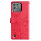 For Blackview A55 Pro Butterfly Love Flower Embossed Leather Phone Case(Red) - 3