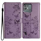 For Blackview A55 Pro Butterfly Love Flower Embossed Leather Phone Case(Purple) - 1