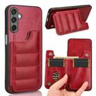 For Samsung Galaxy M15 / F15 Cow Pattern Sewing Card Bag Phone Case(Red) - 1