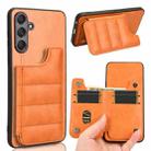 For Samsung Galaxy M54 5G Cow Pattern Sewing Card Bag Phone Case(Orange) - 1