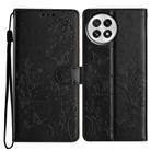 For OnePlus 13 Butterflies and Flowers Leather Phone Case(Black) - 1