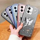 For Motorola Moto G84 Plated Gradient Glitter Butterfly Holder TPU Phone Case(Silver) - 2