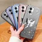 For Motorola Moto G73 Plated Gradient Glitter Butterfly Holder TPU Phone Case(Black) - 2