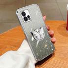 For Motorola Moto G72 Plated Gradient Glitter Butterfly Holder TPU Phone Case(Silver) - 1