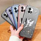 For Motorola Moto G72 Plated Gradient Glitter Butterfly Holder TPU Phone Case(Silver) - 2