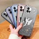 For Motorola Moto G72 Plated Gradient Glitter Butterfly Holder TPU Phone Case(Sierra Blue) - 2