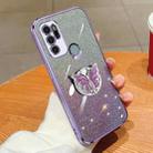 For Motorola Moto G60S Plated Gradient Glitter Butterfly Holder TPU Phone Case(Purple) - 1