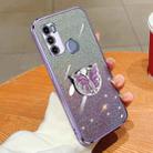 For Motorola Moto G60 Plated Gradient Glitter Butterfly Holder TPU Phone Case(Purple) - 1