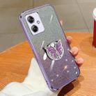 For Motorola Moto G54 Plated Gradient Glitter Butterfly Holder TPU Phone Case(Purple) - 1