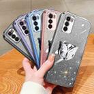 For Motorola Moto G42 Plated Gradient Glitter Butterfly Holder TPU Phone Case(Purple) - 2