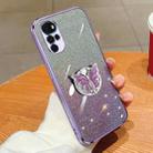 For Motorola Moto G22 Plated Gradient Glitter Butterfly Holder TPU Phone Case(Purple) - 1