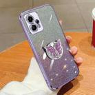 For Motorola Moto G13 / G23 Plated Gradient Glitter Butterfly Holder TPU Phone Case(Purple) - 1