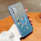 For Motorola Moto G9 Plus Plated Gradient Glitter Butterfly Holder TPU Phone Case(Sierra Blue) - 1