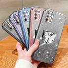 For Motorola Moto G9 Plus Plated Gradient Glitter Butterfly Holder TPU Phone Case(Sierra Blue) - 2