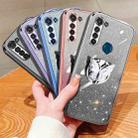 For Motorola Moto G8 Power Plated Gradient Glitter Butterfly Holder TPU Phone Case(Silver) - 2