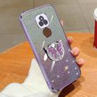 For Motorola Moto E7 Plus Plated Gradient Glitter Butterfly Holder TPU Phone Case(Purple) - 1