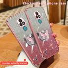 For Motorola Moto E7 Plated Gradient Glitter Butterfly Holder TPU Phone Case(Pink) - 3