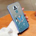 For Motorola Moto E7 Plated Gradient Glitter Butterfly Holder TPU Phone Case(Sierra Blue) - 1