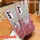 For Motorola Moto G52 Plated Gradient Glitter Butterfly Holder TPU Phone Case(Purple) - 3