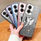 For Motorola Moto G85 Plated Gradient Glitter Butterfly Holder TPU Phone Case(Purple) - 2