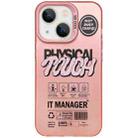For iPhone 14 Plus English Label Double-sided Frosted Phone Case(Pink) - 1