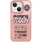 For iPhone 14 English Label Double-sided Frosted Phone Case(Pink) - 1