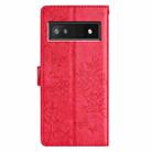 For Google Pixel 8a Butterflies and Flowers Leather Phone Case(Red) - 3