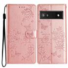 For Google Pixel 8a Butterfly Love Flower Embossed Leather Phone Case(Rose Gold) - 1