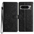 For Google Pixel 8 Pro Butterfly Love Flower Embossed Leather Phone Case(Black) - 1