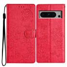 For Google Pixel 8 Pro Butterfly Love Flower Embossed Leather Phone Case(Red) - 1