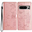 For Google Pixel 8 Pro Butterfly Love Flower Embossed Leather Phone Case(Rose Gold) - 1