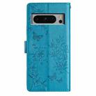 For Google Pixel 8 Pro Butterflies and Flowers Leather Phone Case(Blue) - 3