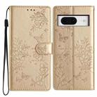 For Google Pixel 8 Butterfly Love Flower Embossed Leather Phone Case(Gold) - 1