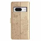 For Google Pixel 8 Butterfly Love Flower Embossed Leather Phone Case(Gold) - 3