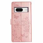 For Google Pixel 8 Butterflies and Flowers Leather Phone Case(Rose Gold) - 3