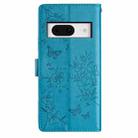 For Google Pixel 8 Butterfly Love Flower Embossed Leather Phone Case(Blue) - 3