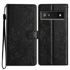 For Google Pixel 7a Butterfly Love Flower Embossed Leather Phone Case(Black) - 1