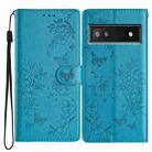 For Google Pixel 7a Butterfly Love Flower Embossed Leather Phone Case(Blue) - 1