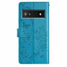 For Google Pixel 7a Butterfly Love Flower Embossed Leather Phone Case(Blue) - 3
