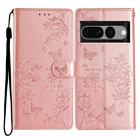 For Google Pixel 7 Pro 5G Butterfly Love Flower Embossed Leather Phone Case(Rose Gold) - 1