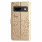 For Google Pixel 7 5G Butterfly Love Flower Embossed Leather Phone Case(Gold) - 3