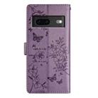 For Google Pixel 7 5G Butterfly Love Flower Embossed Leather Phone Case(Purple) - 3