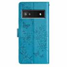 For Google Pixel 6a Butterfly Love Flower Embossed Leather Phone Case(Blue) - 3