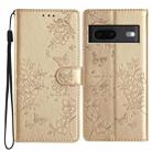 For Google Pixel 6 Pro Butterfly Love Flower Embossed Leather Phone Case(Gold) - 1