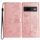 For Google Pixel 6 Pro Butterfly Love Flower Embossed Leather Phone Case(Rose Gold) - 1
