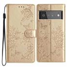 For Google Pixel 6 Butterfly Love Flower Embossed Leather Phone Case(Gold) - 1