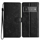 For Google Pixel 6 Butterfly Love Flower Embossed Leather Phone Case(Black) - 1