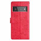 For Google Pixel 6 Butterfly Love Flower Embossed Leather Phone Case(Red) - 3
