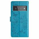 For Google Pixel 6 Butterfly Love Flower Embossed Leather Phone Case(Blue) - 3