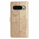 For Google Pixel 9 / 9 Pro Butterflies and Flowers Leather Phone Case(Gold) - 3